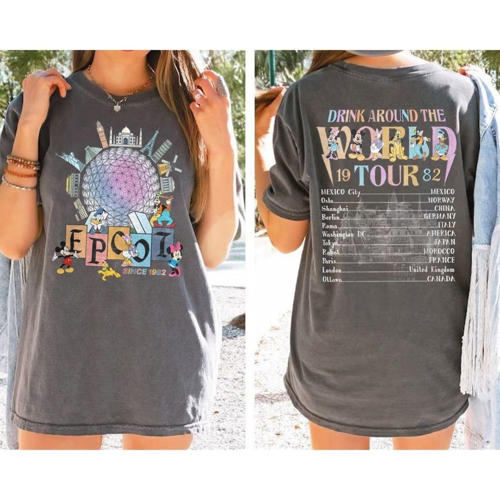 Disney Epcot World Tour S Shirt Disney Epcot Shirt 2 Sided Unisex Shirt - Picture 1 of 4
